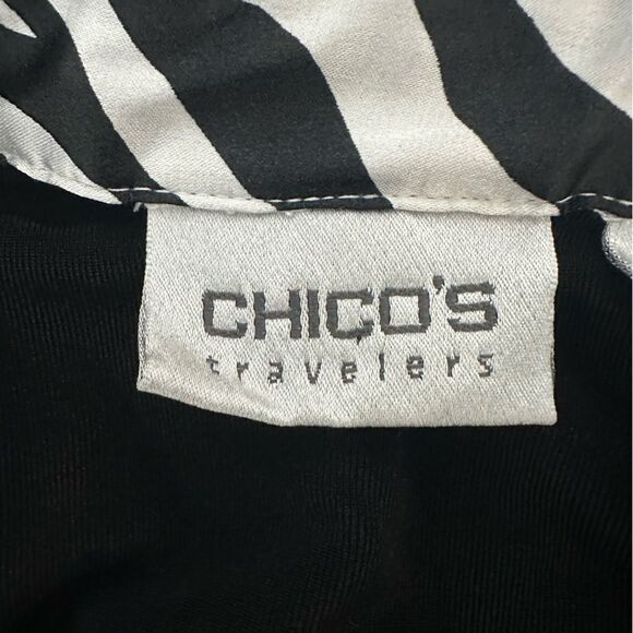 Chico's Travelers Blouse Shirt 3/4 Sleeve Soft Stretch Black White size 3 (XL) - Picture 4 of 9